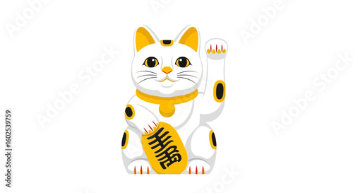 Charming Maneki Neko Illustration: Symbol of Good Fortune and Prosperity in Japanese Culture vector illustration