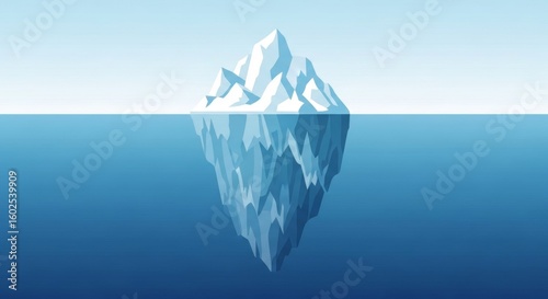Stunning Iceberg Illustration: Unveiling the Hidden Depth of a Majestic Iceberg in the Ocean