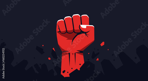 The fist is bold and symbolic, representing strength, power, and resistance. The surrounding smoke adds an element of intensity and rebellion.