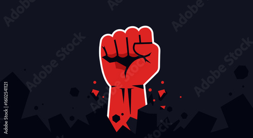 The fist is bold and symbolic, representing strength, power, and resistance. The surrounding smoke adds an element of intensity and rebellion.