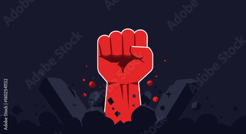 The fist is bold and symbolic, representing strength, power, and resistance. The surrounding smoke adds an element of intensity and rebellion.