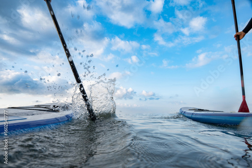 Active lifestyle with paddleboard racing