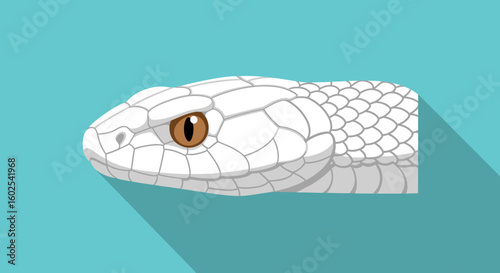 Serpentine enigma: Detailed illustration of a white snake on a calming blue backdrop showcasing reptilian details and artistic flair