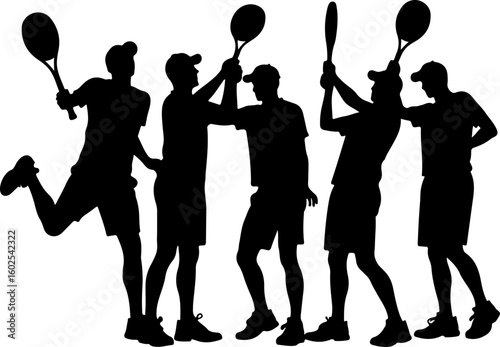 Tennis Players in Action Silhouette