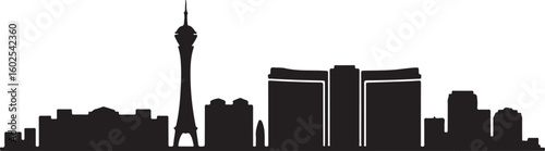 Las Vegas Skyline Silhouette Vector with Stratosphere Tower and Casinos