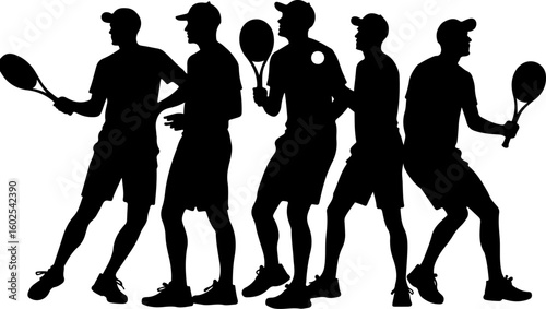 Tennis Players in Action Silhouette