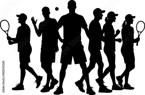 Tennis Players in Action Silhouette