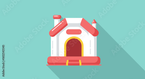 Vibrant Bounce House Illustration for Festive Children's Party Decorations and Events, Suitable for Birthday Banners