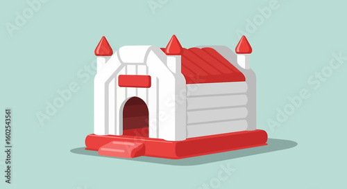 Stylized Bouncy Castle Illustration Showcasing Fun and Recreational Themes for Children, Suitable for Parties and Celebrations