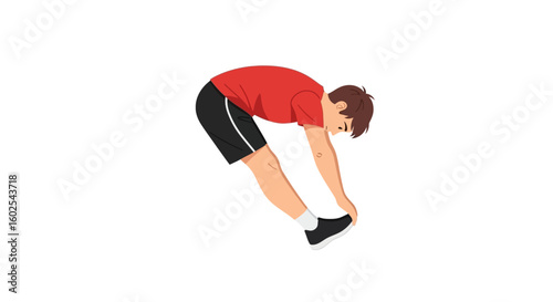 Illustration of a man doing a standing hamstring stretch for flexibility and fitness routine portraying wellness and active lifestyle representing