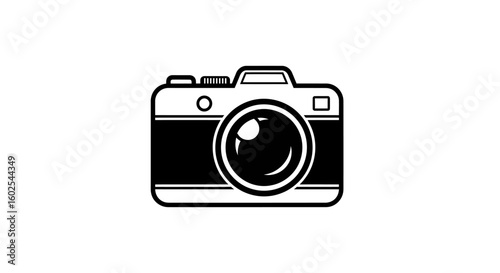 Classic camera outline illustration for photographic equipment and visual arts portrayal
