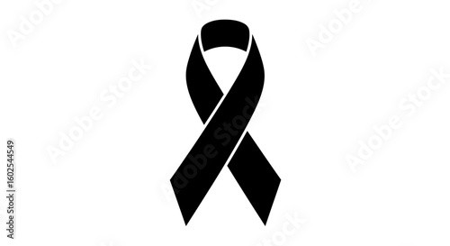 Monochromatic ribbon symbol, evocative of empathy and support for various causes or awareness initiatives