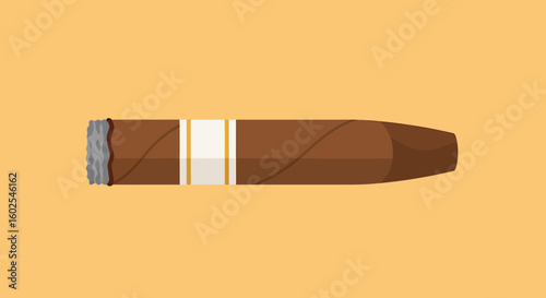 Stylized illustration of a hand-rolled cigar showcasing its construction and tobacco leaf wrapper texture isolated for promotional use