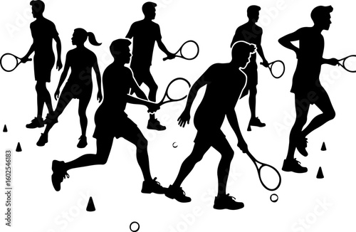 Tennis, players, silhouette, sport, bundle