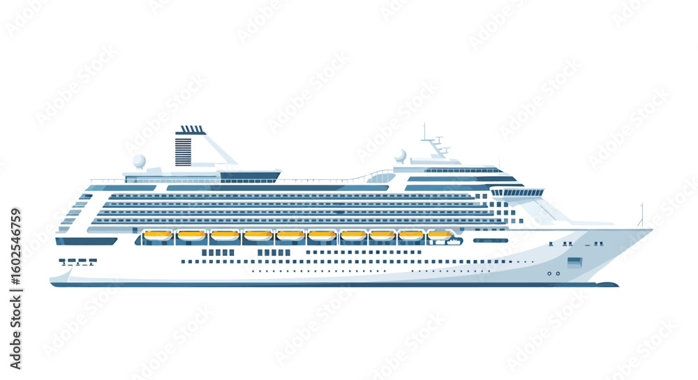Obraz premium Majestic Cruise Ship Illustration Showcasing Travel and Leisure, for Exploration and Discovery on the Open Water