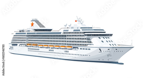 Luxury cruise ship illustration, modern design perfect for travel advertisements and ocean voyages showcases grandeur  style and offers endless