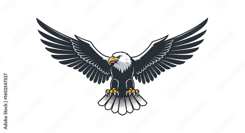 Fototapeta premium Majestic Eagle Illustration with Wings Spread Wide, Symbolizing Freedom and Strength, Powerful Graphic Design for Various Applications