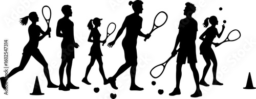 Tennis, players, silhouette, sport, bundle