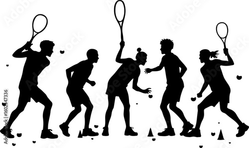 Tennis, players, silhouette, sport, bundle