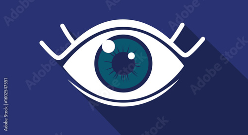 Minimalist visual representing a watchful eye with clean lines and a striking color palette conveying concepts related to perception and insight