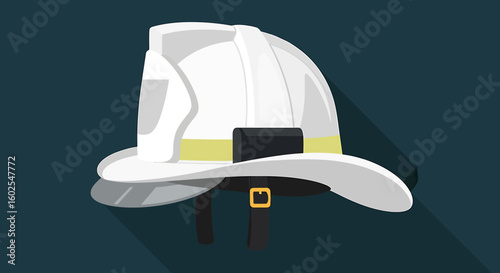 Depiction of Protective Firefighter's Helmet Against Dark Backdrop Shows Emergency Services and Preparedness