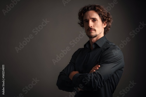 Confident guy with crossed arms, staring down bias against him.