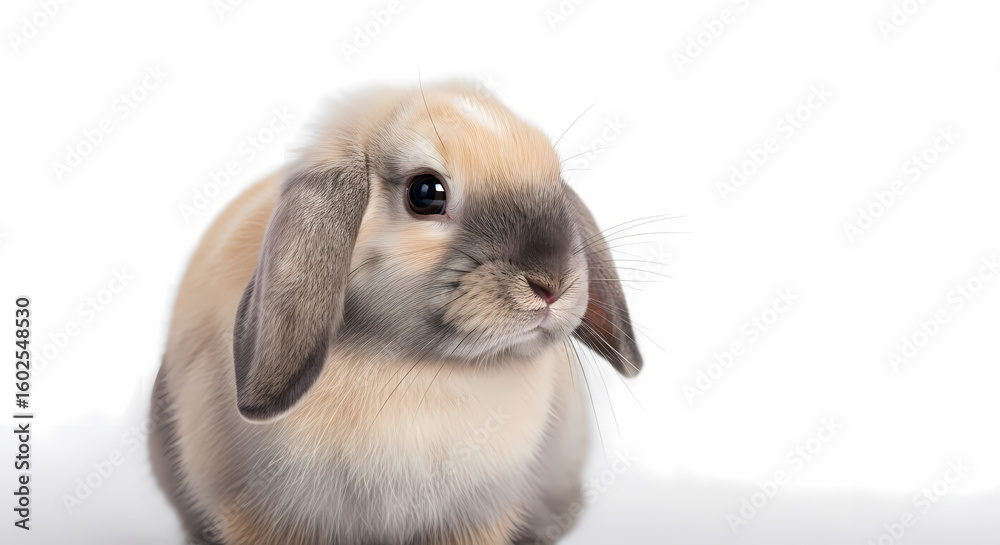 Fototapeta premium Charming Lop-Eared Rabbit: Studio Portrait