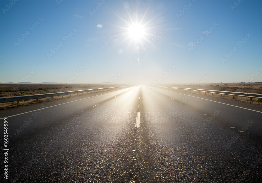 Naklejka premium Highway under sunny sky
