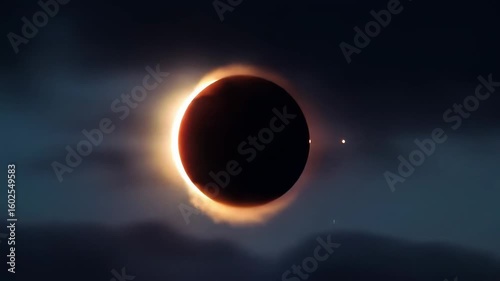 Partial solar eclipse with twilight sky
