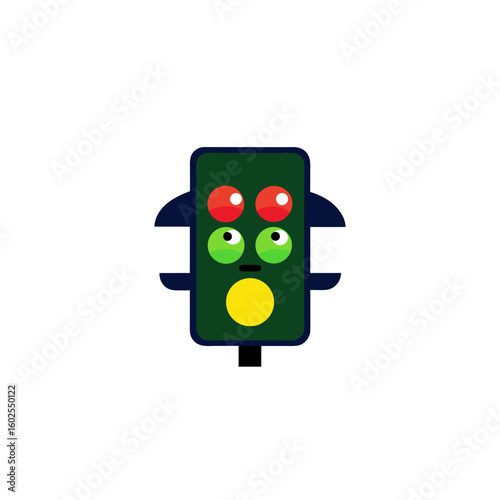cartoon traffic light with blinking eyes