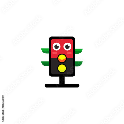 cartoon traffic light with blinking eyes