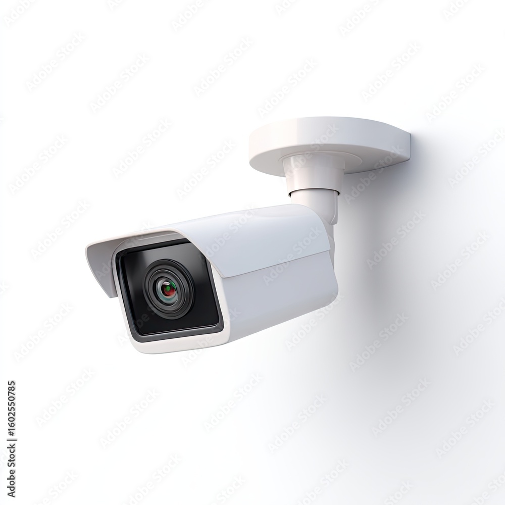 Modern Security Camera Mounted on Wall for Surveillance in Home or Office Setting Modern Security Camera Mounted on Wall for Surveillance in Home or Office Setting