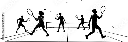 Tennis, players, silhouette, sport,