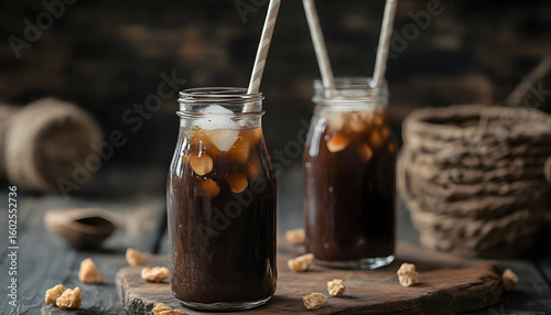 Indonesian Teh Botol in Glass Bottle with Ice and Straw