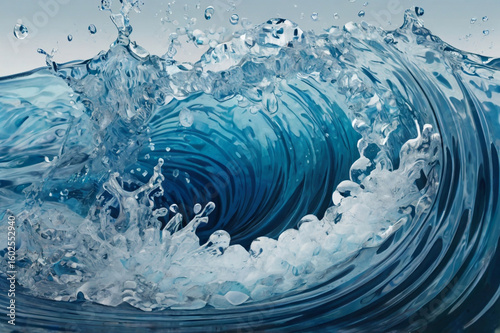 Dynamic Blue Ocean Wave Swirling Water Splash image