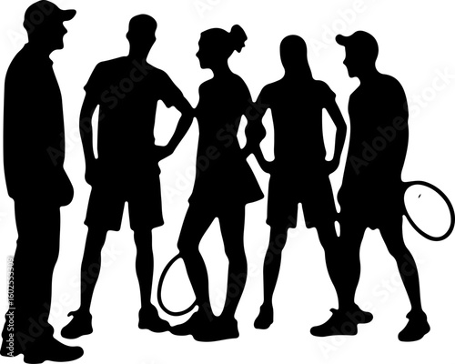 Tennis Player Silhouettes in Action"
