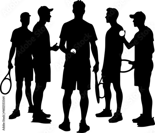 Tennis Player Silhouettes in Action"