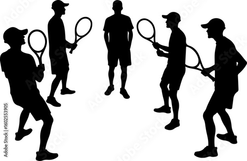 Tennis Player Silhouettes in Action"