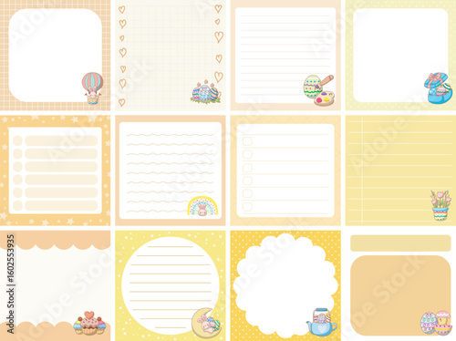 Cute sticky planners with variation of pattern and pastel color.