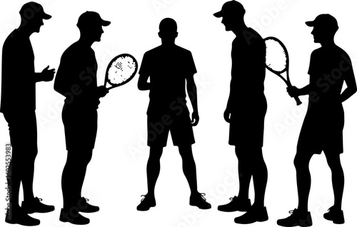 Tennis Player Silhouettes in Action"
