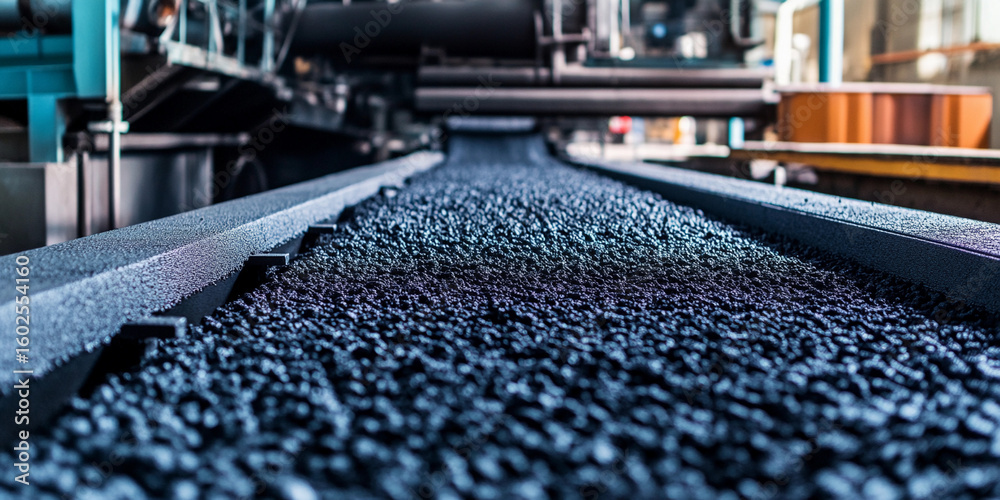 Fototapeta premium Close-up of freshly laid asphalt on a construction site Generative AI