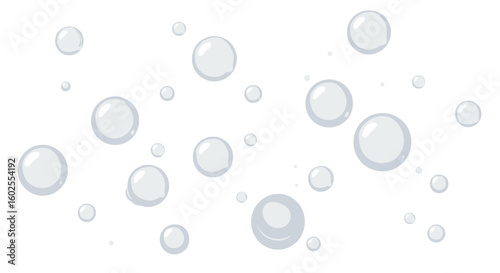 Bubbles in various sizes on a white background  