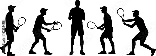 Tennis Player Silhouettes in Action"