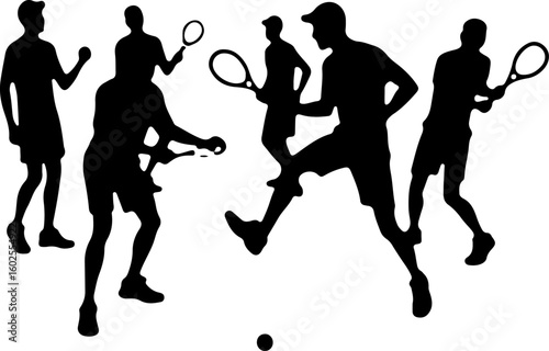 Tennis Player Silhouettes in Action"