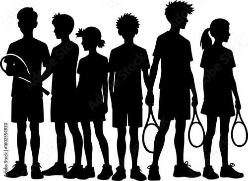 Tennis Player Silhouettes in Action"