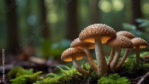 Wallpaper Mural Mushroom Cluster in Forest with Soft Background Torontodigital.ca