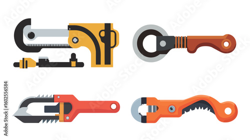 Pipe cutter vector graphic design showing hand tool with sharp circular blade used for cutting metal or plastic pipes, essential for plumbing, repair, and construction work on a clean white background