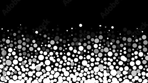 Abstract vector background with varying white circles on black  