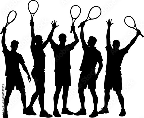 Tennis Player Silhouettes in Action"