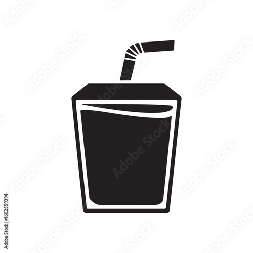 Simple Drink Cup with a Straw Silhouette for Beverages and Refreshments